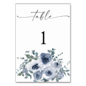 Dusty Blue Floral Wedding Table Numbers Tischnummer (Rückseite)