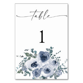 Dusty Blue Floral Wedding Table Numbers Tischnummer
