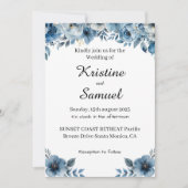 Dusty Blue Floral Wedding Template Einladung (Vorderseite)