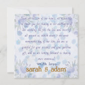 Dusty Blue Floral Wedding Thank You Card (Rückseite)