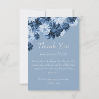 Dusty Blue Floral Wedding Thank You Card Dankeskarte