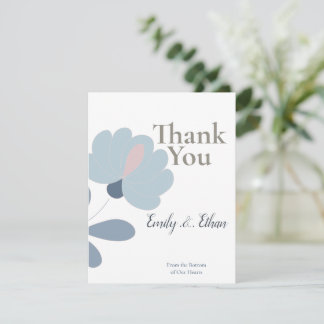 Dusty Blue Floral Wedding Thank You Dankeskarte