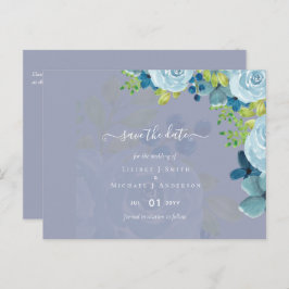 Dusty Blue Floral Wedding Trending Budget Postkarte
