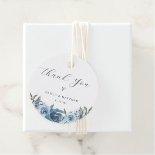 Dusty Blue Floral Wedding Vielen Dank Geschenkanhänger