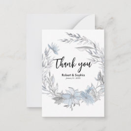 Dusty Blue Floral Wedding Vielen Dank Mitteilungskarte