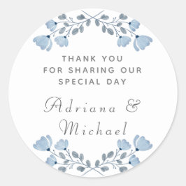 Dusty Blue Floral Wedding Vielen Dank Sticker