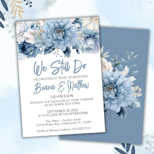 Dusty Blue Floral Wedding Vow Renewal Einladung