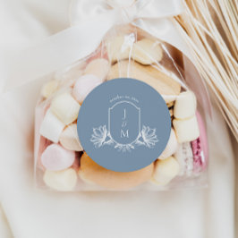 Dusty Blue Floral Wedding Wappen Round Labels Runder Aufkleber