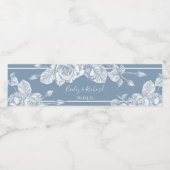 Dusty Blue Floral Wedding Wasserflaschenetikett (Einzelnes Label)