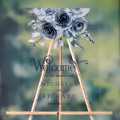 Dusty Blue Floral Wedding Welcome Acrylschild (Neutral)