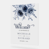 Dusty Blue Floral Wedding Welcome Acrylschild (Winkel)