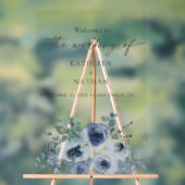 Dusty Blue Floral Wedding Welcome  Acrylschild (Neutral)