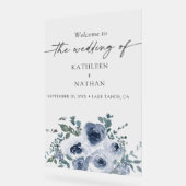 Dusty Blue Floral Wedding Welcome  Acrylschild (Winkel)