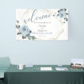 Dusty Blue Floral Wedding Willkommen Banner (Messeveranstaltung)