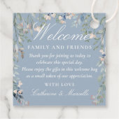 Dusty Blue Floral Wedding Willkommensgeschenk Beut Geschenkanhänger (Rückseite)