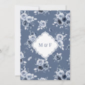 Dusty Blue Floral White Lace Arch muslimische Hoch Einladung (Rückseite)