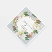 Dusty Blue Floral White Magnolia Wasserfarbenes Le Serviette (Ecke)
