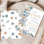 Dusty Blue Floral White Pumpkin Baby Dusche Einladung