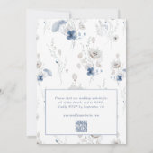 Dusty Blue Floral Wildblume QR Code UAWG Wedding Einladung (Rückseite)