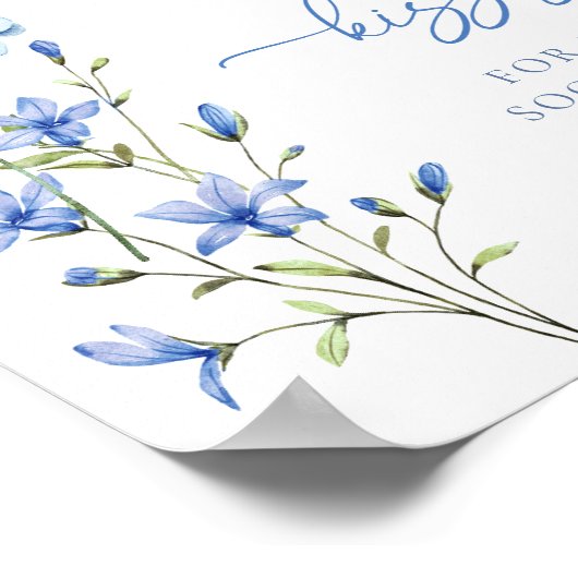 Dusty Blue Floral Wildblume schätzt wie viele Küss Poster (Ecke)