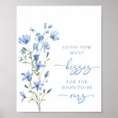 Dusty Blue Floral Wildblume schätzt wie viele Küss Poster (Vorne)