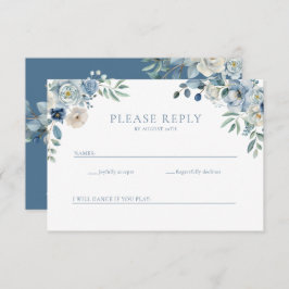Dusty Blue Floral Wildblume Wedding RSVP Postcard Dankeskarte