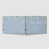 Dusty Blue Floral Wildblumen Cascade Wedding Gästebuch (Voll)