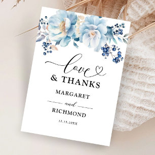 Dusty Blue Floral Winter Hochzeit Vielen Dank Kart Dankeskarte
