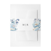 Dusty Blue Floral Winter Wedding Einladungsbanderole (Vorderseite Beispiel)