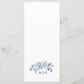 Dusty Blue Floral Winter Wedding Menu Menükarte (Rückseite)