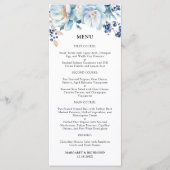 Dusty Blue Floral Winter Wedding Menu Menükarte (Vorderseite)
