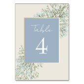 Dusty Blue Floral Winter Wedding Tischnummer (Rückseite)