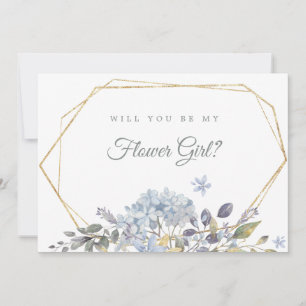 Dusty Blue Floral wird meine Blume Girl Card sein Einladung