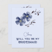 Dusty Blue Floral wirst du meine Bridesmaid sein (Vorne/Hinten)