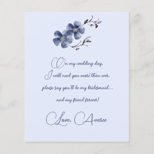 Dusty Blue Floral wirst du meine Bridesmaid sein (Rückseite)