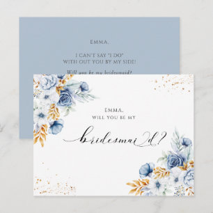 Dusty Blue Floral wirst du meine Bridesmaid sein Postkarte