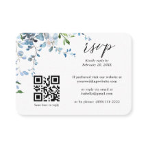 Dusty Blue Floral Wisteria QR Code Wedding RSVP