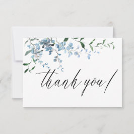 Dusty Blue Floral Wisteria Watercolor Wedding Dankeskarte
