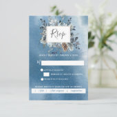 Dusty Blue Floral with/out Meetings Choices RSVP C (Stehend Vorderseite)