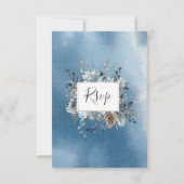 Dusty Blue Floral with/out Meetings Choices RSVP C (Rückseite)