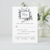 Dusty Blue Floral with/out Meetings Choices RSVP C Karte (Stehend Vorderseite)