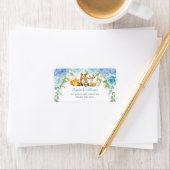 Dusty Blue Floral Woodland Tiere Rücksendeadresse Adressaufkleber (Insitu)