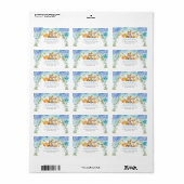 Dusty Blue Floral Woodland Tiere Rücksendeadresse Adressaufkleber (Vorne)