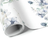 Dusty Blue Floral Wrapping Paper Roll Geschenkpapier (Rolleneckpunkt)