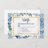 Dusty Blue Floral Wreath Greenerity Wedding RSVP Karte (Vorne/Hinten)