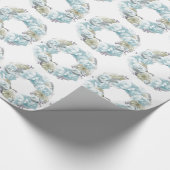 Dusty Blue Floral Wreath Wrapping Paper Geschenkpapier (Ecke)