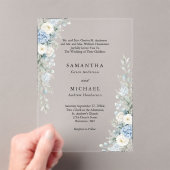 Dusty Blue Florals Both Parents Names Wedding Acryleinladungen (Insitu (Handheld))