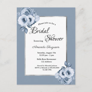 Dusty Blue florals Brautdusche Einladung Postkarte