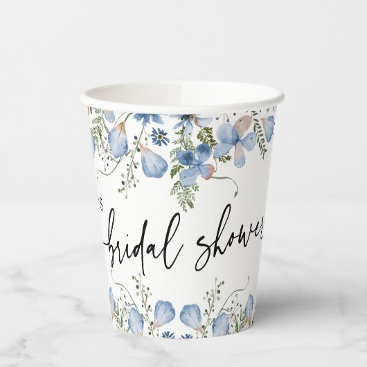 Dusty Blue Florals Brautparty Paper Cups Pappbecher (Links)