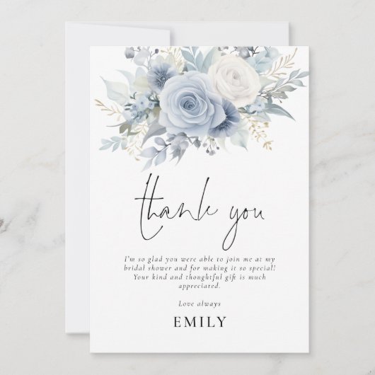Dusty Blue Florals Brautparty Vielen Dank Karte (Vorderseite)